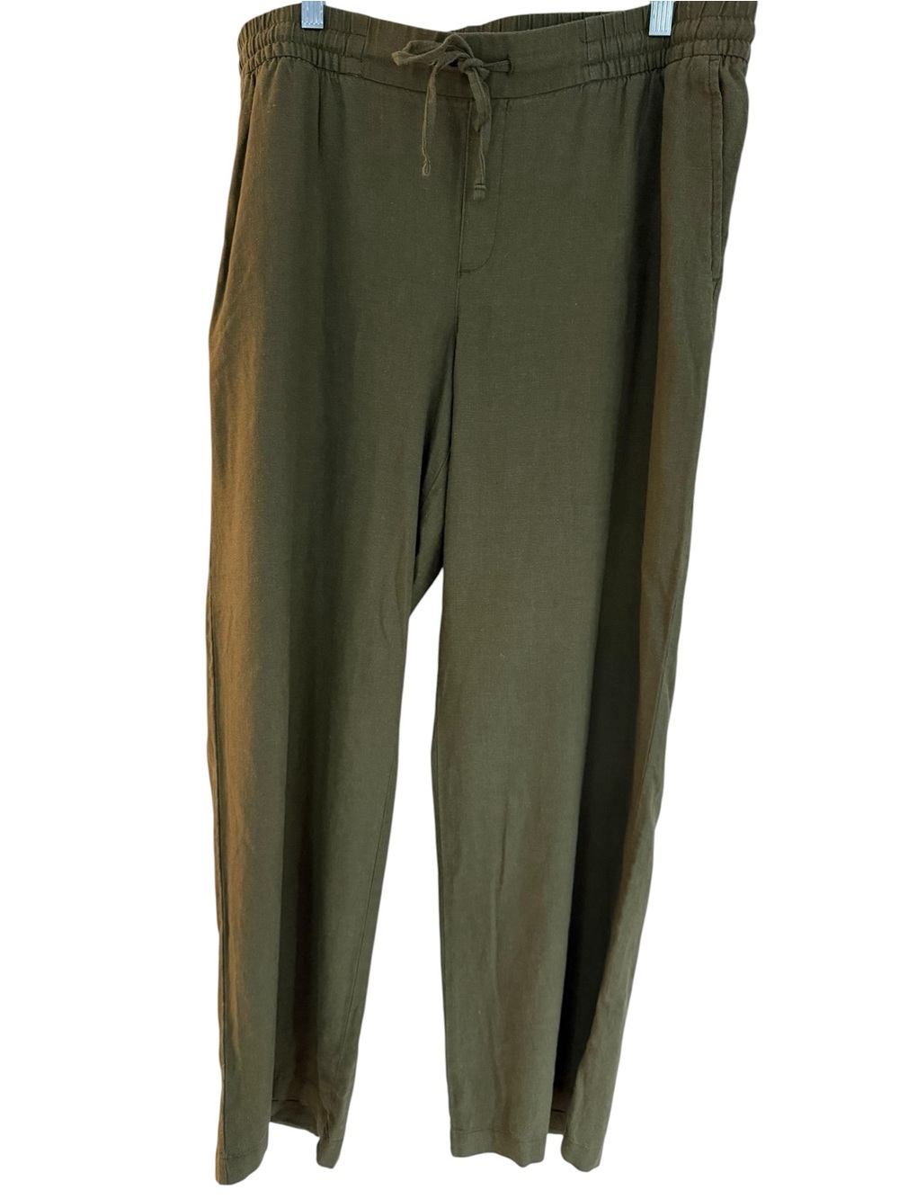 Linen blend pants spruce green Old Navy elastic & drawstring, waist Large